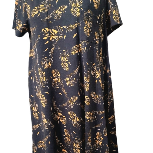 LuLaRoe Carly High Low Hem Dress Palm Leaf Print Size Small - Picture 2 of 6